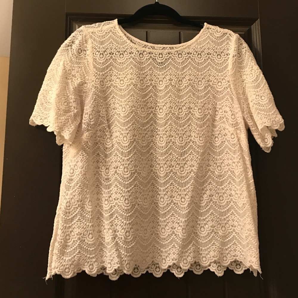 J.Crew Factory Scalloped Lace Top